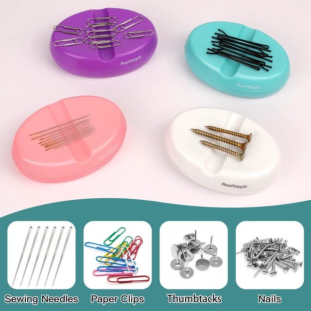 Alt view image 4 of 6 - Auvitaya Magnetic Pin Holder, Strong Magnet Pincushion, Cute Compact Needle Organizer, Bobby Pin Holder, Paper Clip Holder for Sewing Quilting