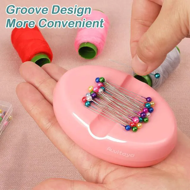 Alt view image 2 of 6 - Auvitaya Magnetic Pin Holder, Strong Magnet Pincushion, Cute Compact Needle Organizer, Bobby Pin Holder, Paper Clip Holder for Sewing Quilting