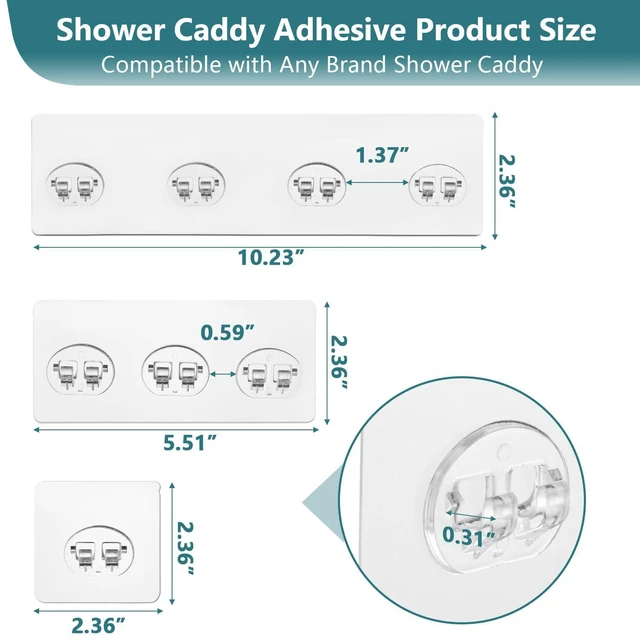 Alt view image 4 of 6 - 14 Pack Shower Caddy Adhesive Replacement, Strong Shower Shelf Adhesive Hooks for Corner Shelf Basket, Bathroom Rack, Kitchen Rack and Soap Holder