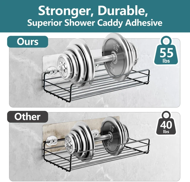 Alt view image 2 of 6 - 14 Pack Shower Caddy Adhesive Replacement, Strong Shower Shelf Adhesive Hooks for Corner Shelf Basket, Bathroom Rack, Kitchen Rack and Soap Holder