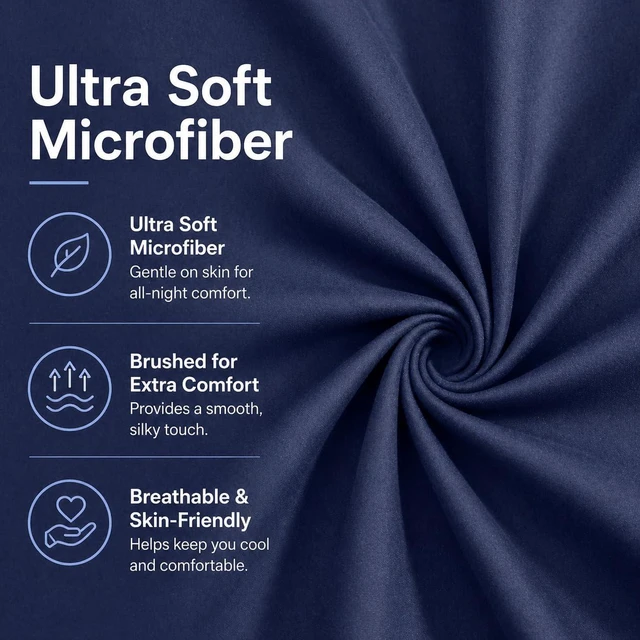 Alt view image 5 of 6 - Evolive Ultra Soft Microfiber Body Pillow Cover 21"x54" with Hidden Zipper Closure Navy