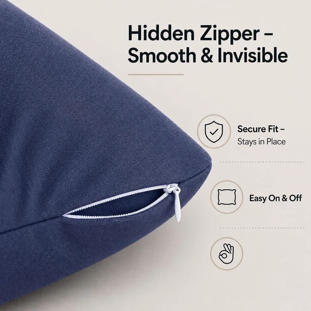 Alt view image 4 of 6 - Evolive Ultra Soft Microfiber Body Pillow Cover 21"x54" with Hidden Zipper Closure Navy