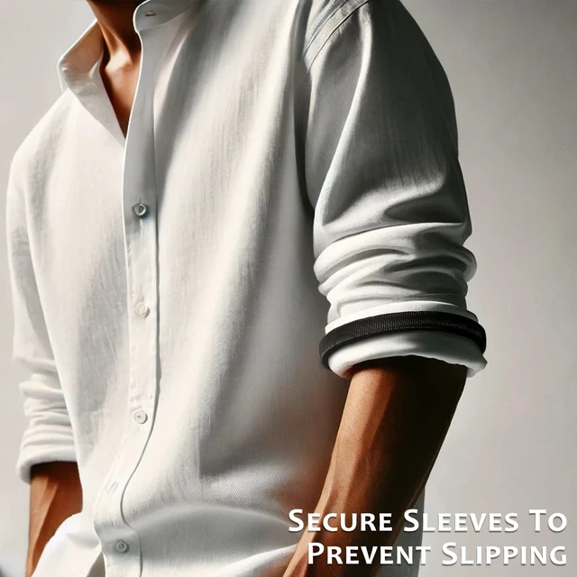 Alt view image 5 of 7 - 6-Piece Shirt Sleeve Holders, Stretchy Metal Armbands, Anti-Slip, Adjustable for Men & Women