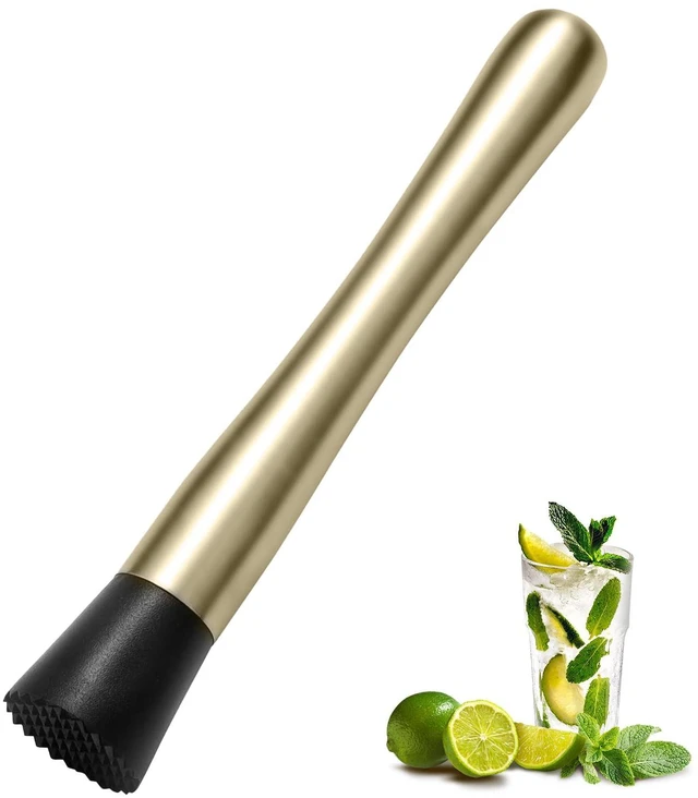 Main image of 8Inch Stainless Steel Cocktail Muddler and Mixing Spoon Set, Gold