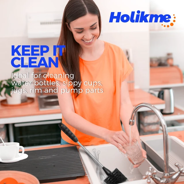 Alt view image 6 of 6 - Holikme 4 Pack 14" Stainless Steel Straw Cleaner Bottle Brush, Black
