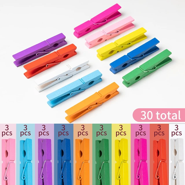 Alt view image 5 of 6 - 30PCS Colored Wooden Clothespins, 2.9Inch, 10 Colors, Rust Resistant Clothes Clip for Hanging Pictures, Photos, Decoration Crafts