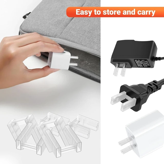Alt view image 4 of 7 - 10Pcs 2 Pin Phone Charger Plug Covers, US Standard Wall Charger Inlet Cover, Baby Proof Outlet Protector, Anti Rust, Not for 2-Core Asymmetrical Plugs