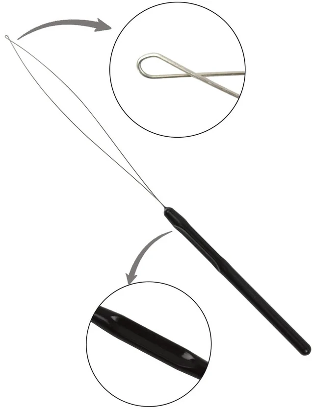 Alt view image 3 of 5 - 10 Pcs Hair Extension Loop Threader, Black