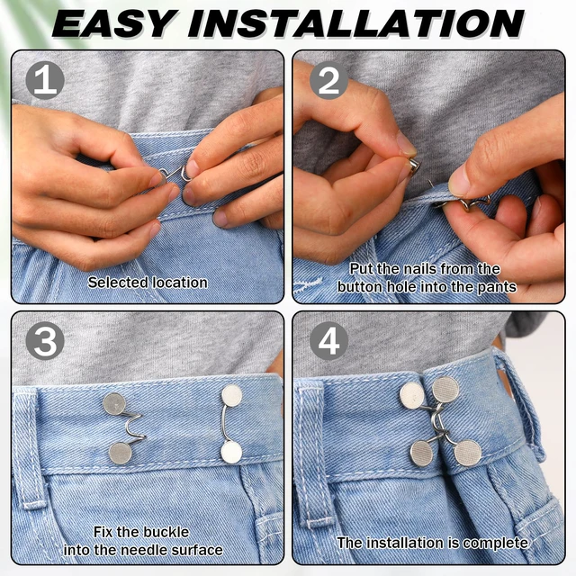 Alt view image 5 of 7 - Mozeat Lens Waist Buckle Extender, Adjustable Pant Waist Tightener, 4 Sets