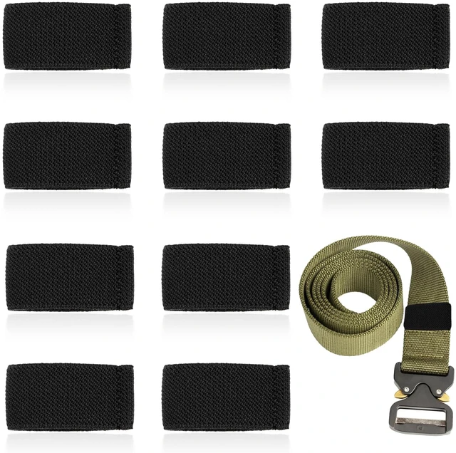 Main image of Bewudy 10 Pack Nylon Canvas Web Elastic Belt Keeper Strap for 1.5" Wide Belts