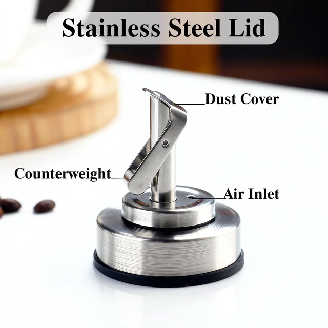Alt view image 5 of 6 - TIWPAJS 6OZ Glass Sugar Dispenser with Stainless Steel Lid and Automatic Pour Spout for Coffee Bar