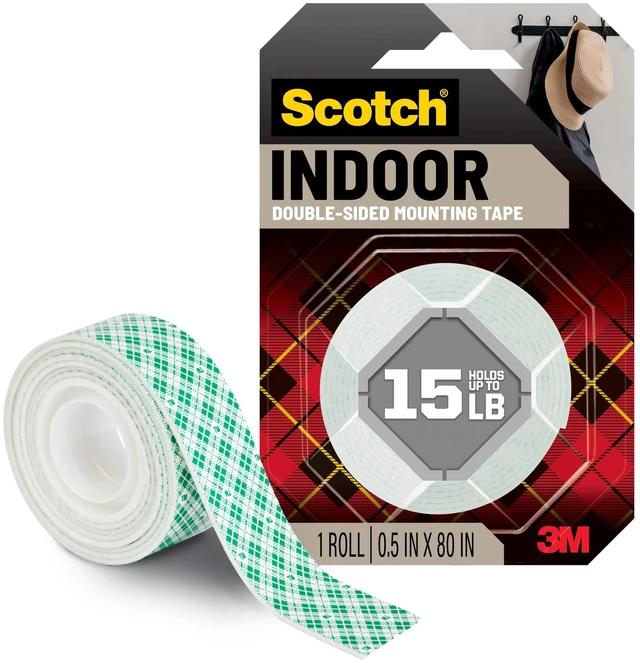 Main image of 3M Scotch Indoor Double-Sided Mounting Tape, 1/2" x 80" Roll