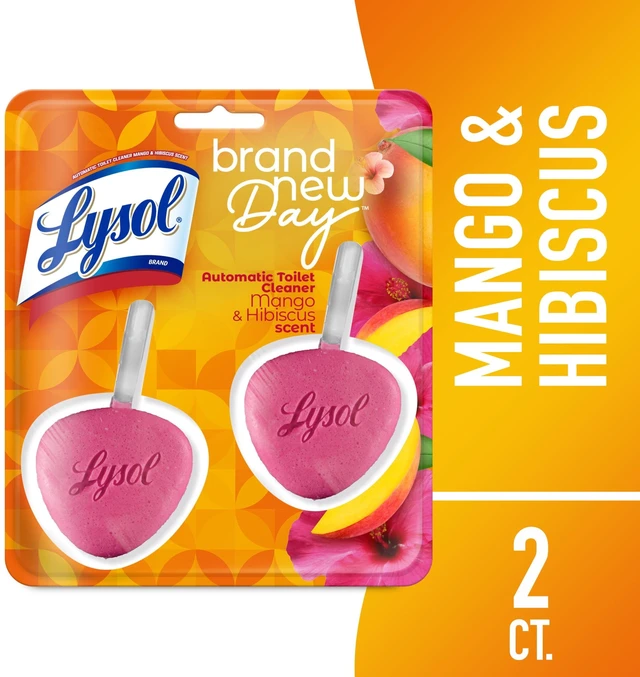 Main image of Lysol Automatic Toilet Bowl Cleaner, Brand New Day, Mango & Hibiscus, 2 Count