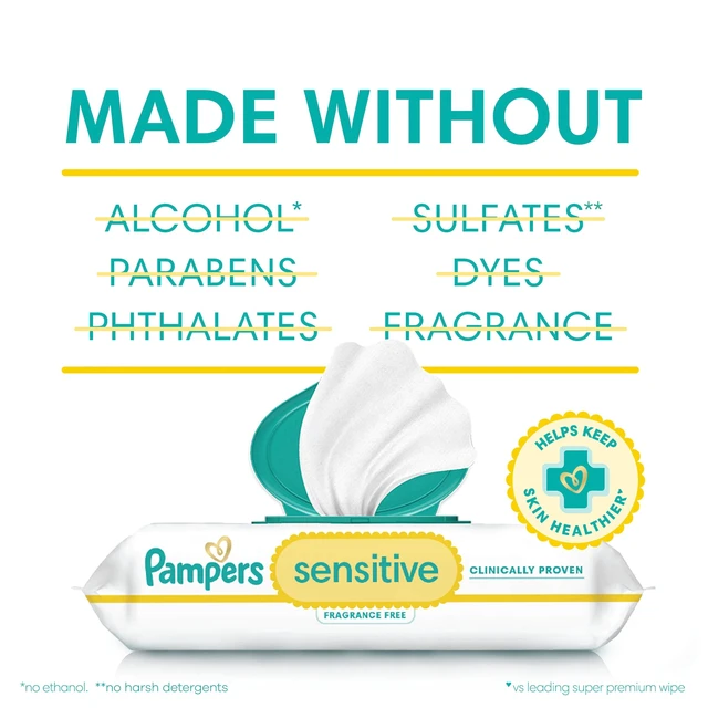 Alt view image 2 of 6 - Pampers Sensitive Unscented Baby Wipes, 1-Pack (56 Count)