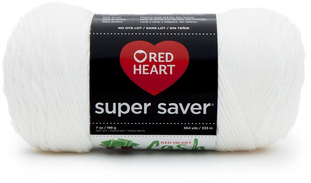 Main image of Red Heart Super Saver 4 Medium Acrylic Yarn, White, 7oz/198g, 364 Yards