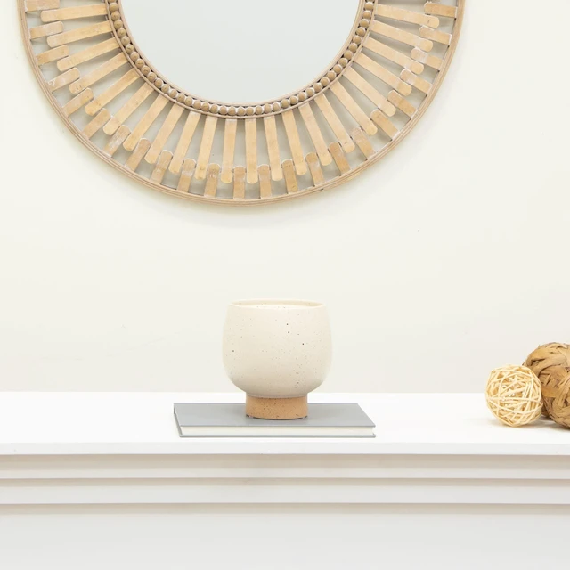 Alt view image 5 of 6 - Mainstays 5.5in Cream Speckle Ceramic Indoor Planter with Tan Base