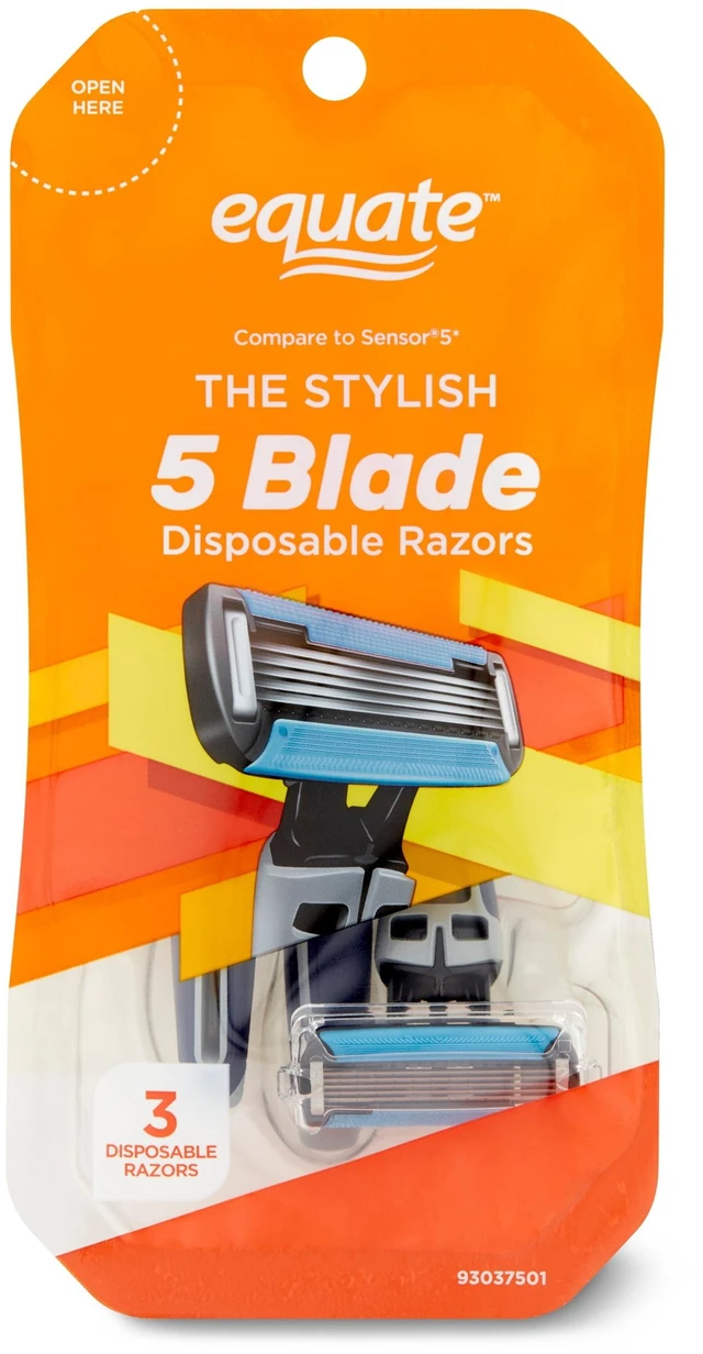Main image of Equate Men's 5-Blade Disposable Razors, 3 Count