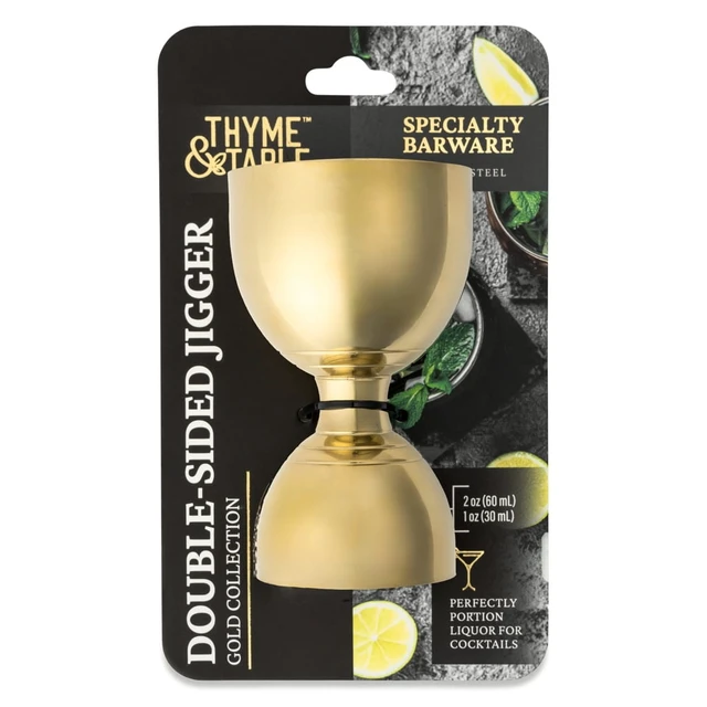 Alt view image 7 of 7 - Thyme & Table Double-Sided Jigger, 1 fl oz & 2 fl oz, Gold, Stainless Steel