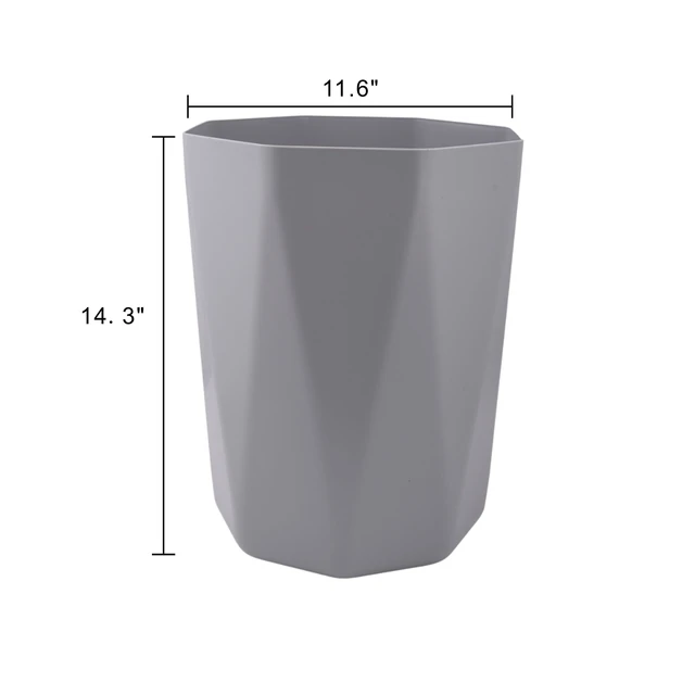 Alt view image 3 of 6 - Mainstays 5gal Gray Geometric Bathroom Wastebasket, Open Top, Polypropylene Plastic