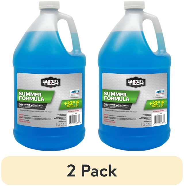 Main image of 2 Pack Super Tech Summer Formula +32F Windshield Washer Fluid for All Vehicles, 1 Gallon