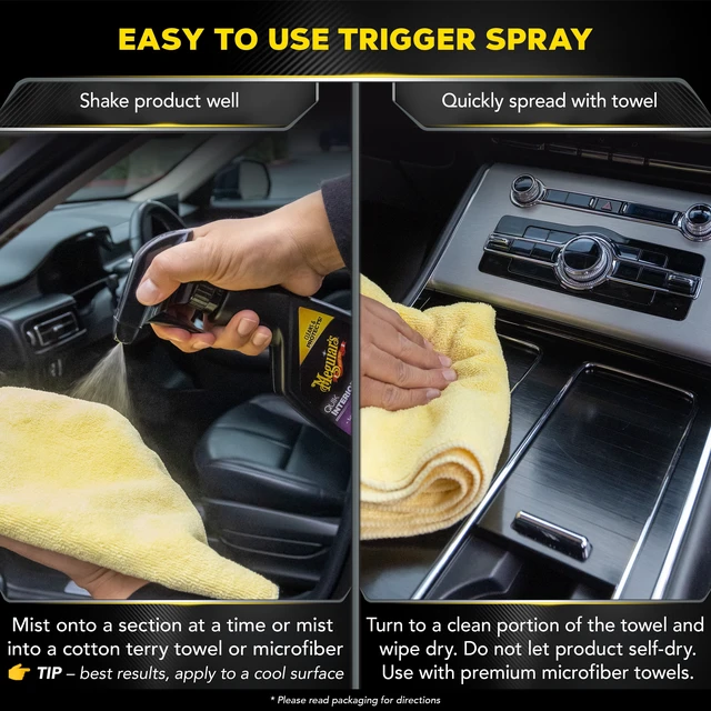 Alt view image 2 of 5 - Meguiar's Quik Interior Detailer Cleaner, 16 fl oz Spray Bottle, Quick Detailer Spray Cleans and Refreshes Car Interiors, Plastics, Leather, Rubber, Dashboards, Trim for