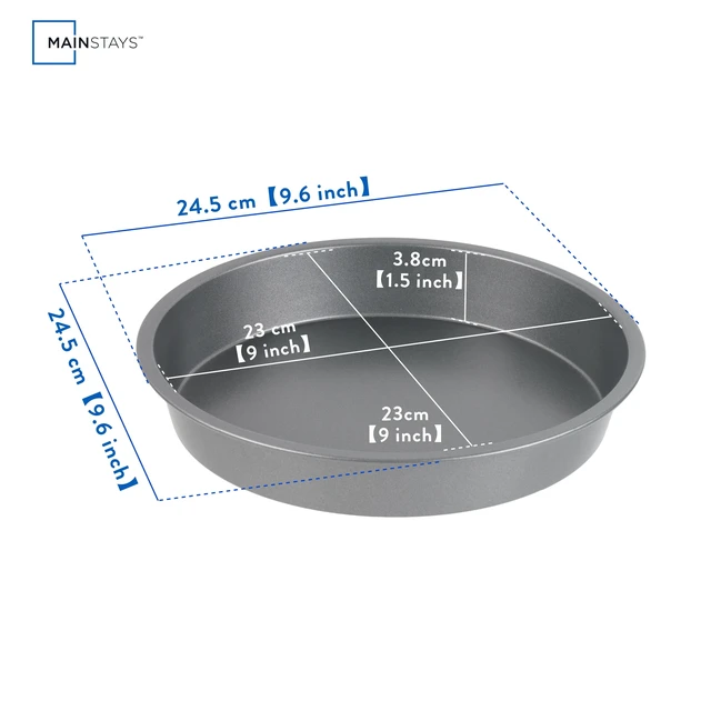 Alt view image 5 of 6 - Mainstays 3 Pack 9" x 9" Round Nonstick Steel Cake Pan, Dark Gray