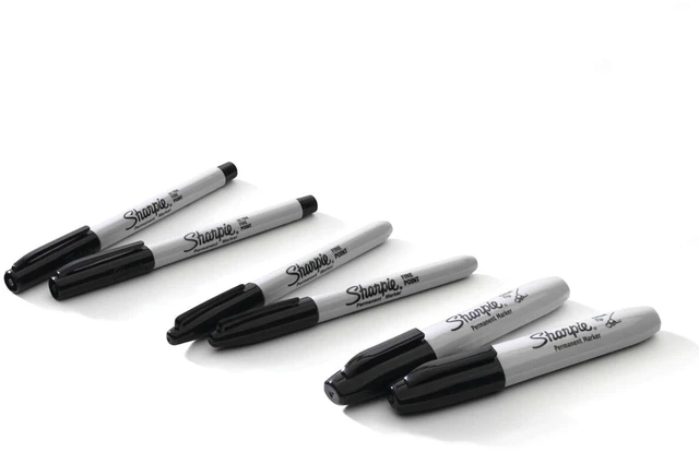 Alt view image 6 of 6 - Sharpie Permanent Markers, Fine/Ultra Fine/Chisel Tip, Multi-Tip Pack, Black, 6 Count