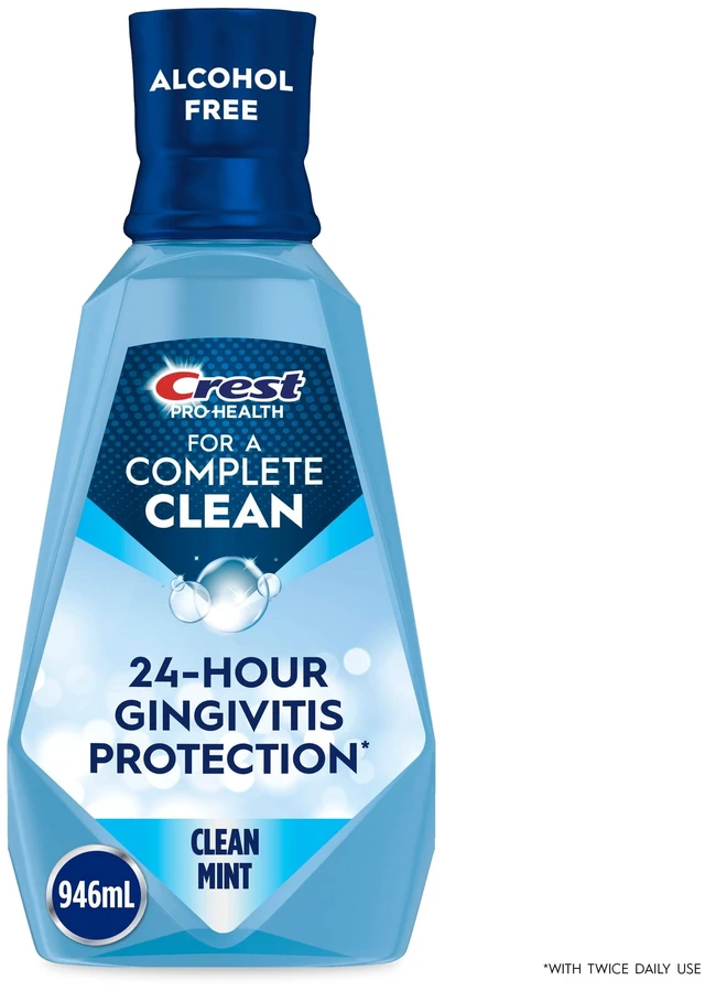 Main image of Crest Pro-Health Alcohol-Free Mouthwash, Clean Mint, 946mL (33.8fl oz)