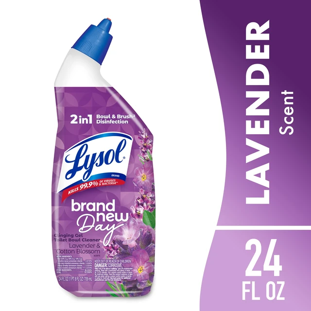 Alt view image 4 of 5 - Lysol Toilet Bowl Cleaner Clinging Gel, 2 Pack, 24 fl oz, Disinfecting Bathroom Cleaner & Stain Remover, Lavender & Cotton Blossom Scent