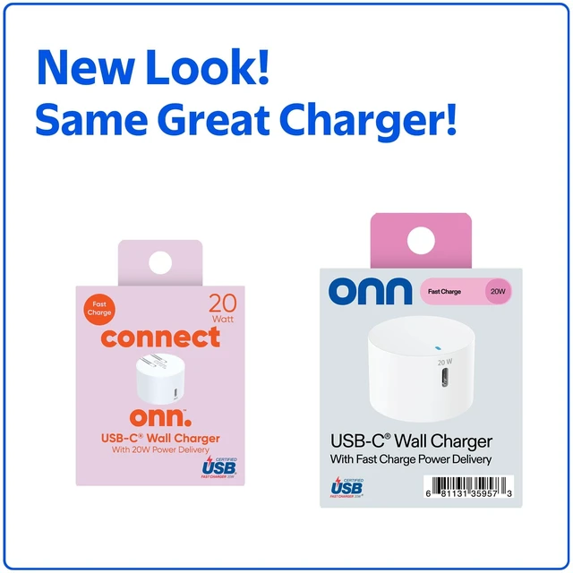 Alt view image 4 of 6 - Onn 20W Single USB-C Port Wall Charger, Fast Charging, USB-IF Certified, Foldable Plug, White for iPhone 17/16/15 Series, Samsung Galaxy, Note, Pixel, iPad Pro & More