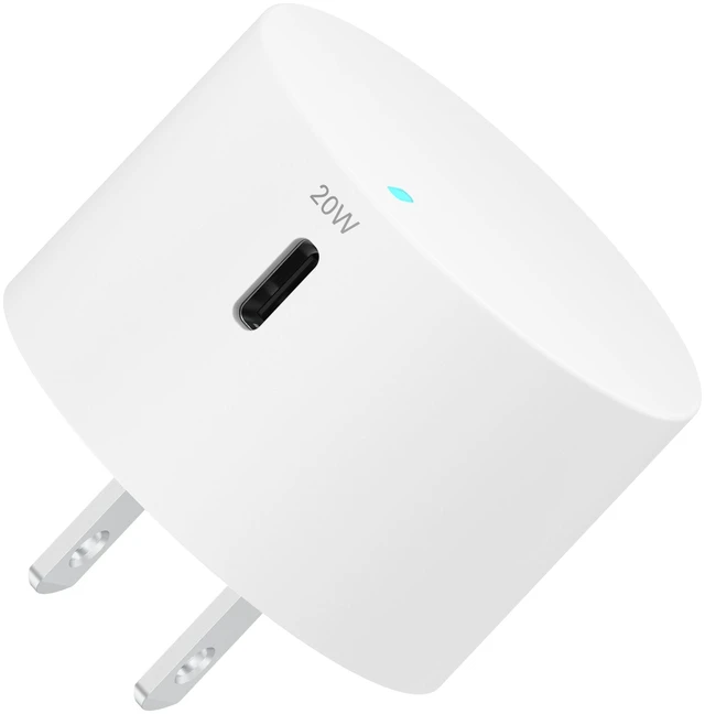 Alt view image 5 of 6 - Onn 20W Single USB-C Port Wall Charger, Fast Charging, USB-IF Certified, Foldable Plug, White for iPhone 17/16/15 Series, Samsung Galaxy, Note, Pixel, iPad Pro & More
