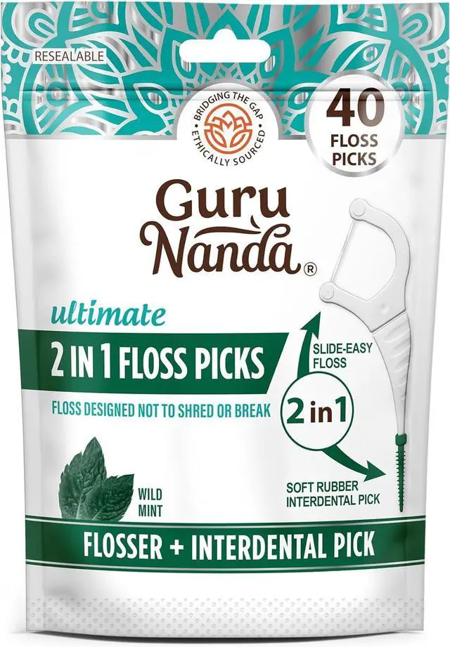 Main image of Dental Floss Picks, 2 in 1 Interdental Pick for Braces, 40ct