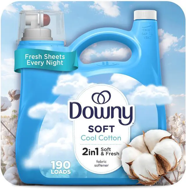 Main image of Downy Liquid Laundry Fabric Softener and Conditioner, Cool Cotton Scent, 140 fl oz, 190 Loads