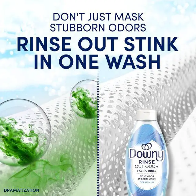 Alt view image 3 of 7 - Downy Rinse Out Odor Laundry Rinse, Tackles Tough Odors and Refreshes, Ocean Mist Scent, 48 fl oz