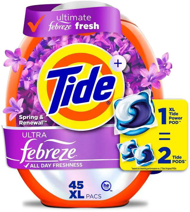 Main image of Tide Power PODS® Laundry Detergent Pacs with Febreze Odor Eliminators, Spring & Renewal, 45 Count