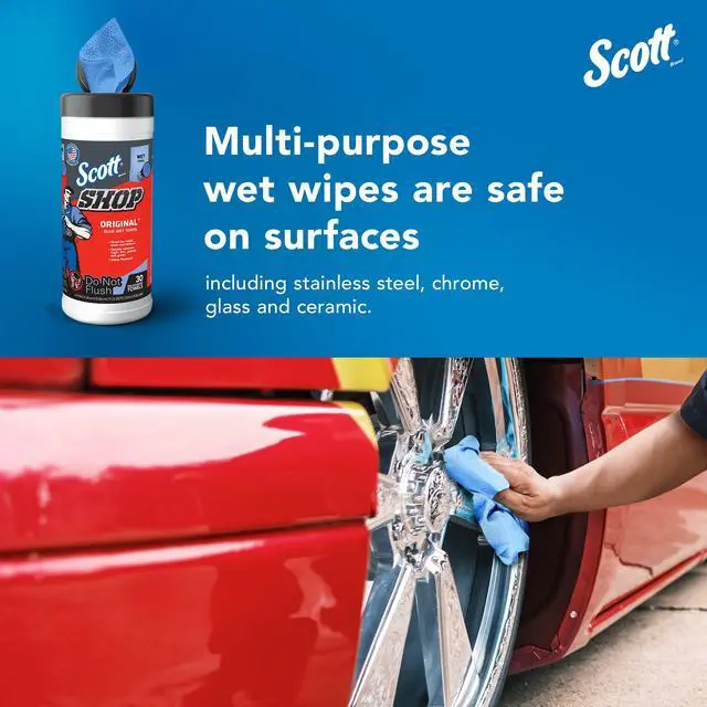 Alt view image 2 of 7 - Scott Shop Blue Wet Towels, 1 Canister, 30 Sheets