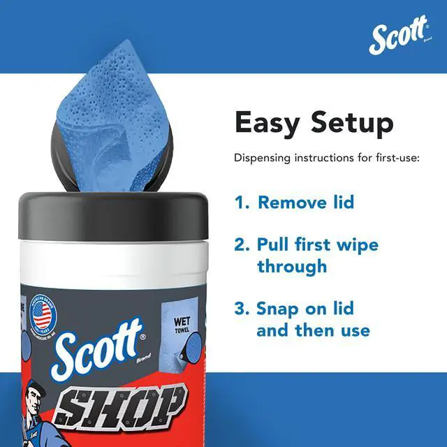 Alt view image 3 of 7 - Scott Shop Blue Wet Towels, 1 Canister, 30 Sheets