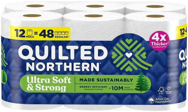Alt view image 5 of 7 - Quilted Northern Ultra Soft & Strong 2-Ply Toilet Paper, 12 Mega Rolls, 255 Sheets Per Roll