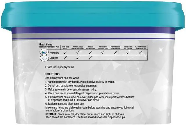 Alt view image 6 of 7 - Great Value Premium Dishwasher Pacs, Fresh Scent, 87 Count