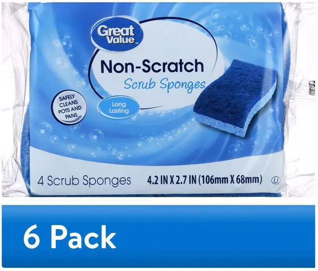 Main image of (6 pack) Great Value Non-Scratch Scrub Sponges, 4 Count