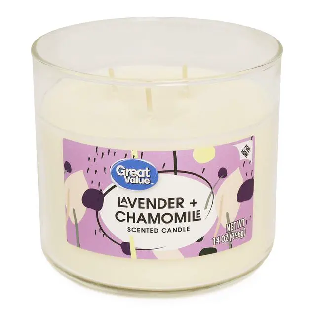 Alt view image 2 of 6 - Great Value Lavender & Chamomile Scented Candle, 14.5 oz