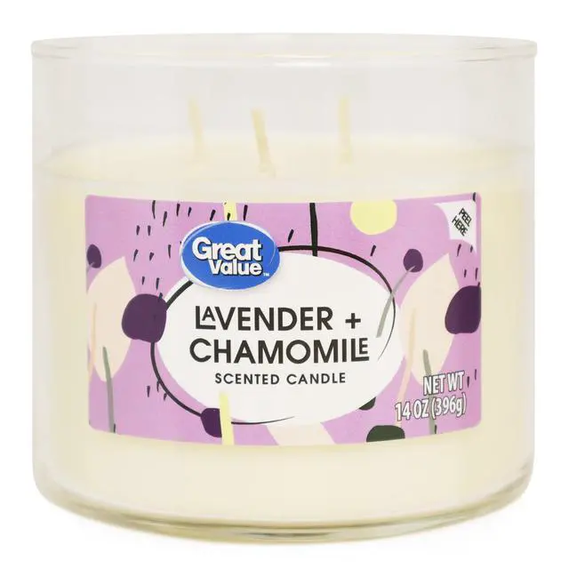 Alt view image 6 of 6 - Great Value Lavender & Chamomile Scented Candle, 14.5 oz