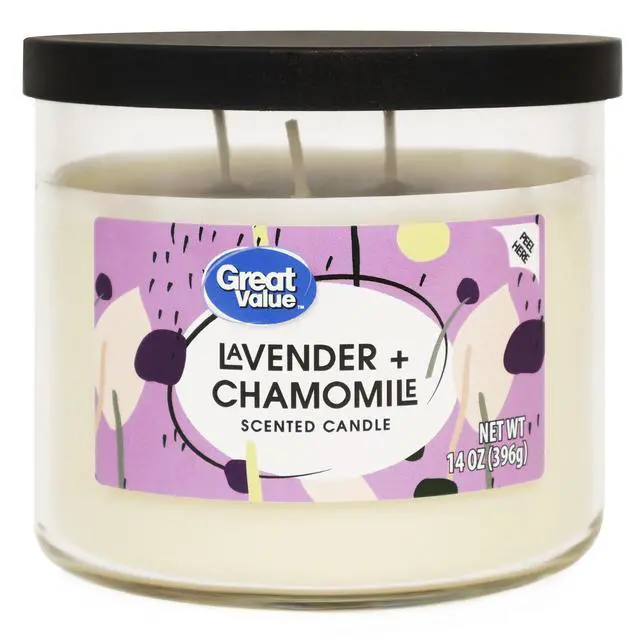 Alt view image 3 of 6 - Great Value Lavender & Chamomile Scented Candle, 14.5 oz