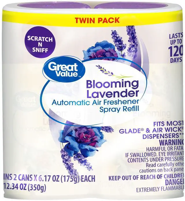 Main image of Great Value Automatic Air Freshener Spray Refill, Blooming Lavender, 2-6.17 oz, 2 pieces