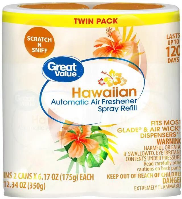 Main image of Great Value Automatic Air Freshener Spray Refill, Hawaiian, 2 Pieces
