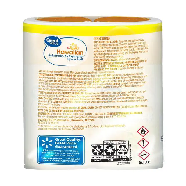 Alt view image 3 of 5 - Great Value Automatic Air Freshener Spray Refill, Hawaiian, 2 Pieces