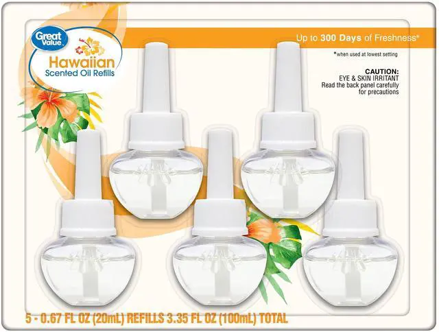 Main image of Great Value Hawaiian Plug-In Air Freshener Refills, 5 Count, Up to 300 Days of Freshness