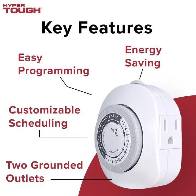Alt view image 5 of 7 - Hyper Tough, Indoor Analog Timer, Double Grounded Outlet