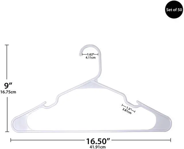 Alt view image 2 of 5 - Mainstays Plastic Clothes Hangers, White, 50-Count, Everyday Use