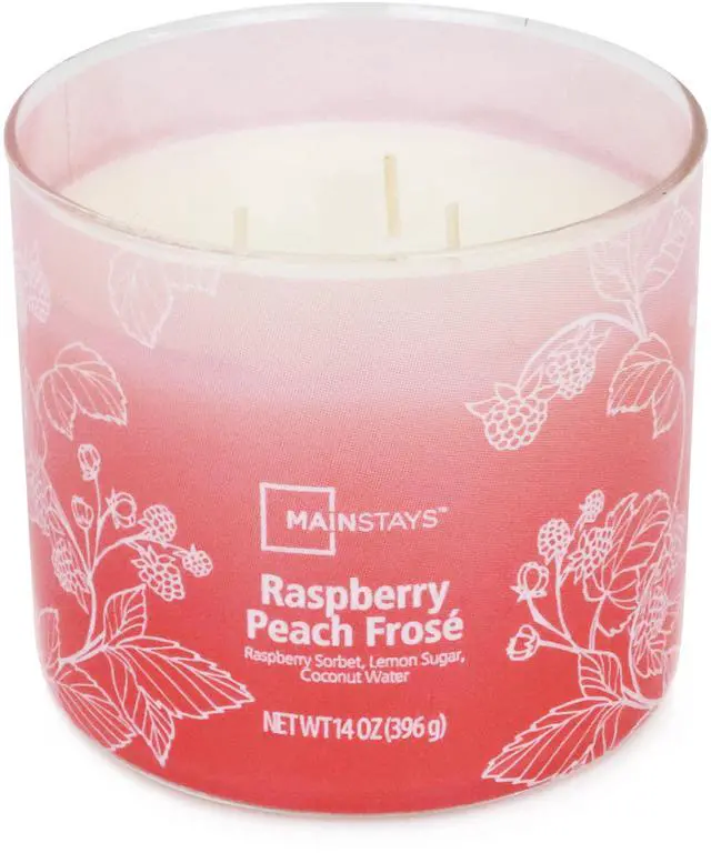 Alt view image 3 of 6 - Mainstays 3-Wick Ombre Wrap Raspberry Peach Scented Candle, 14 oz